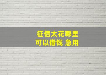 征信太花哪里可以借钱 急用